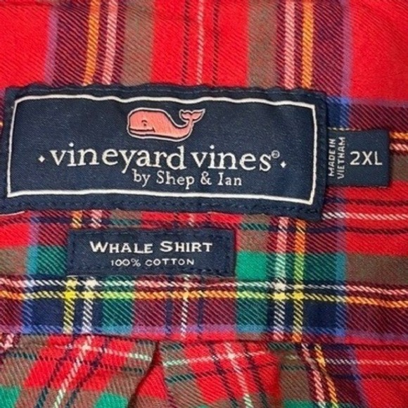 Vineyard Vines Whale Shirt Men's 2XL Plaid Long Sleeve 100 Cotton Button Down - Picture 5 of 8